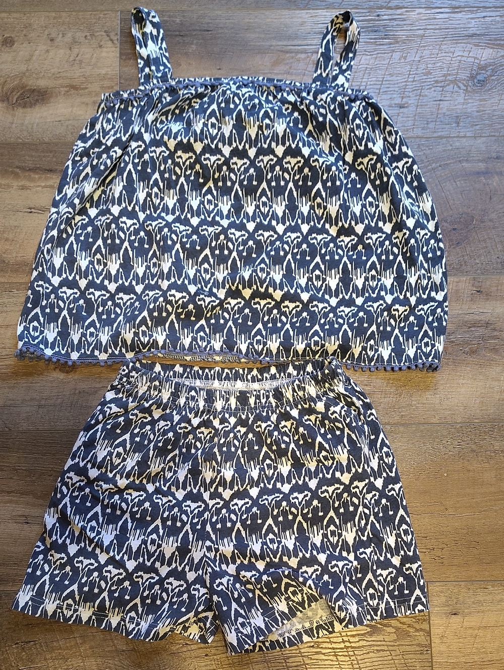 Mud Kingdom Girl's Navy and White Short Set Bohemian  Vintage